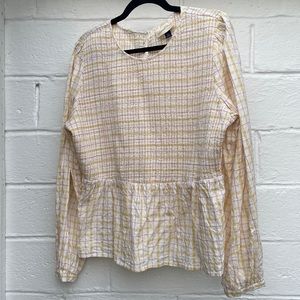 Universal Thread | Long sleeve Peplum white and yellow top| size XXL |